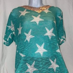 Star top with sequin neckline